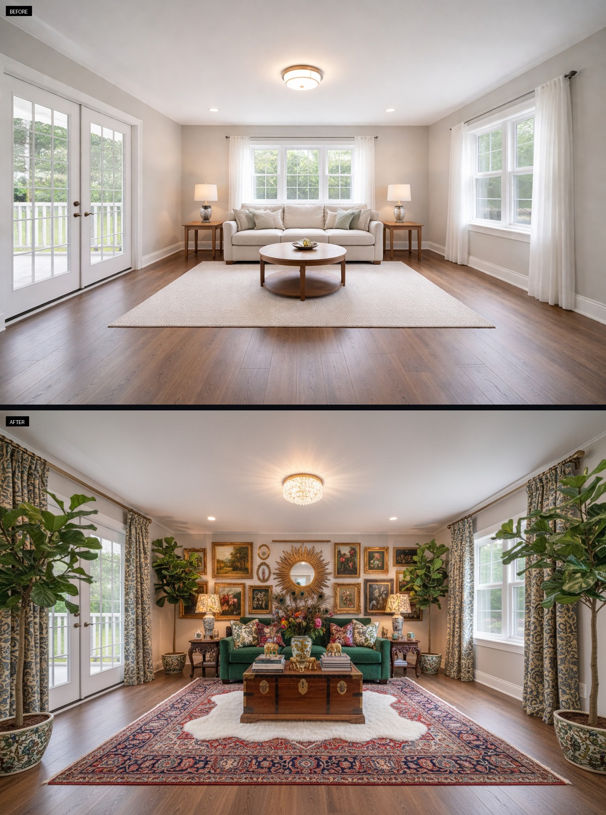 How Emerald Velvet and Layered Patterns Brought This Living Room