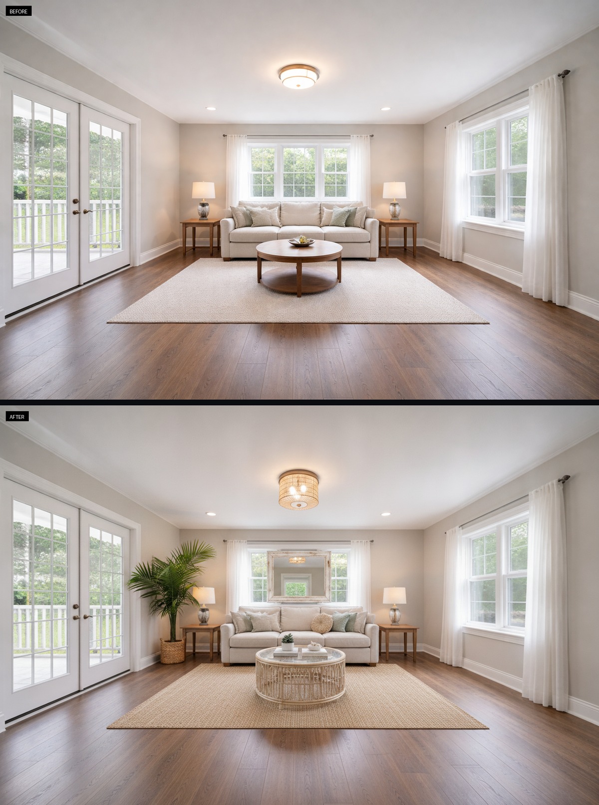 Serene Rattan Accents Define California Coastal Living