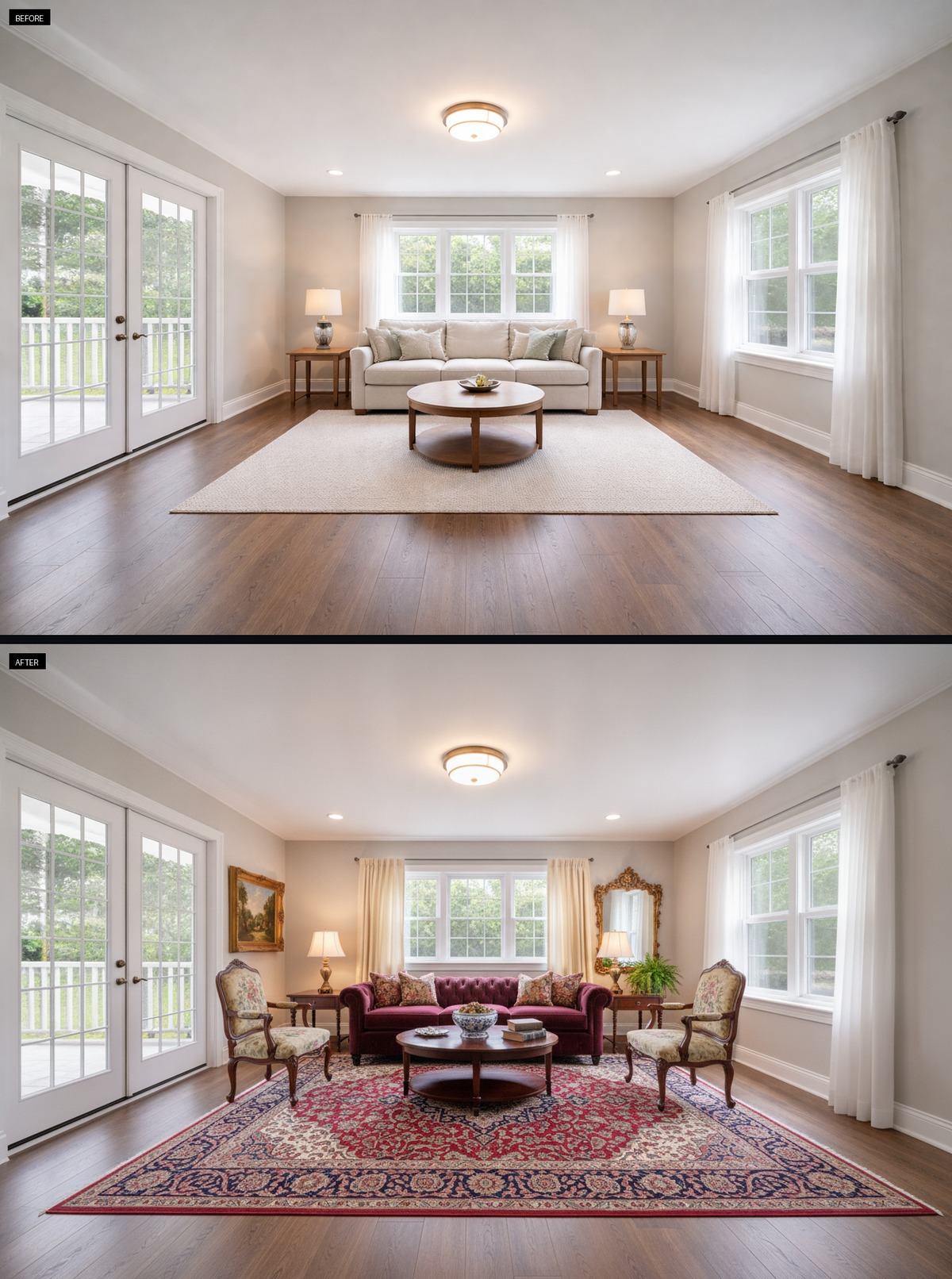 Burgundy Velvet Adds Timeless Warmth to This Living Room