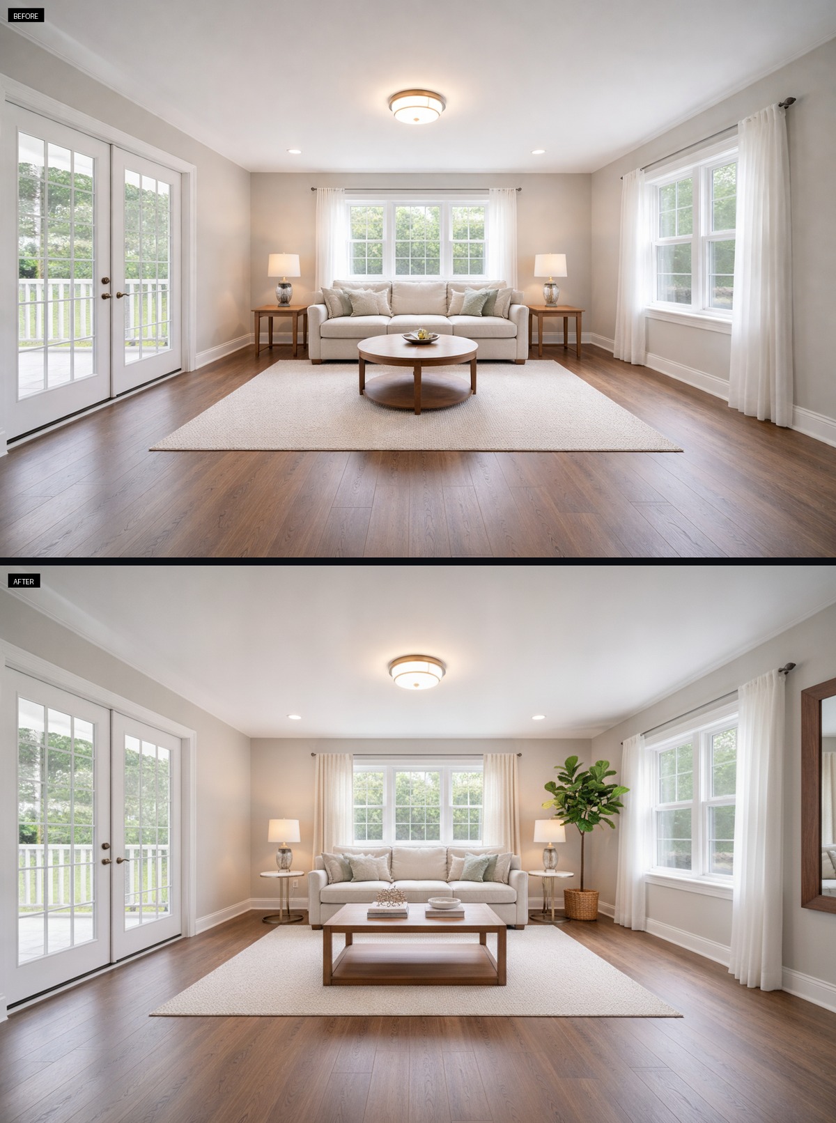 A Sleek Rectangular Coffee Table Refreshes This Room