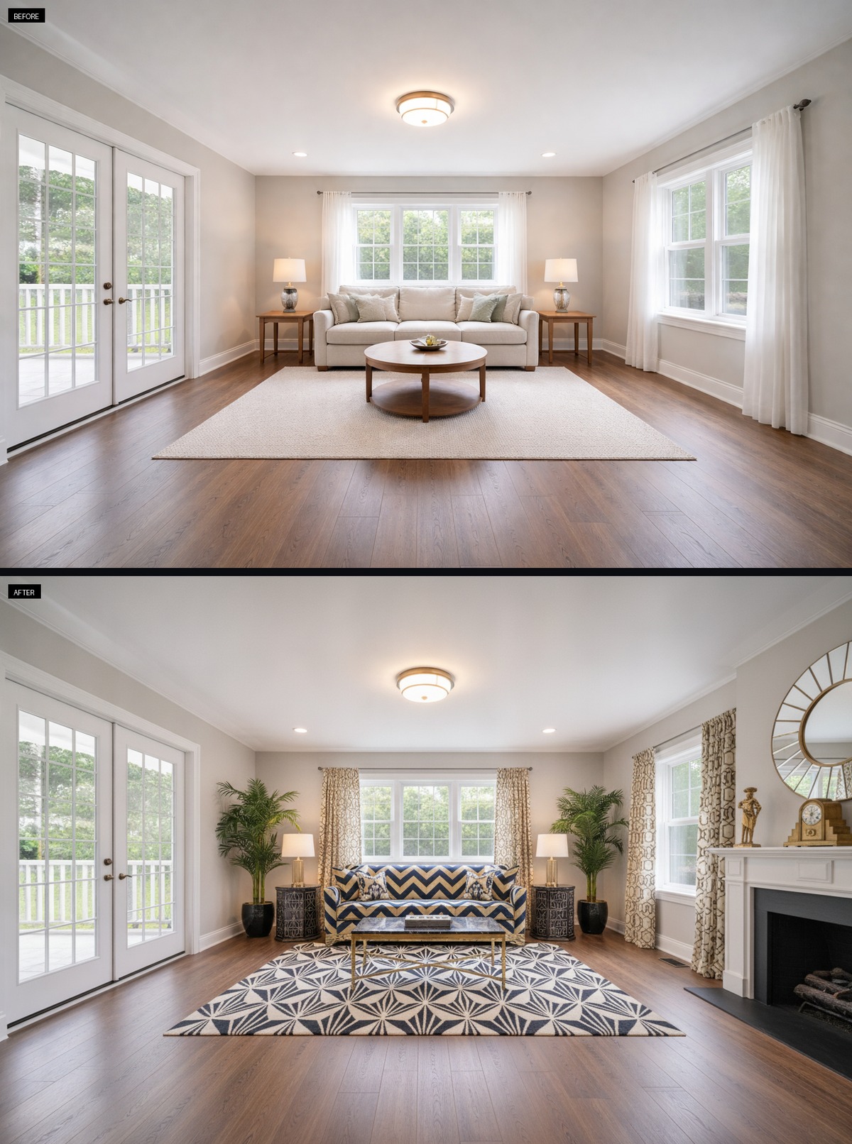 Vibrant Art Deco Living Room With